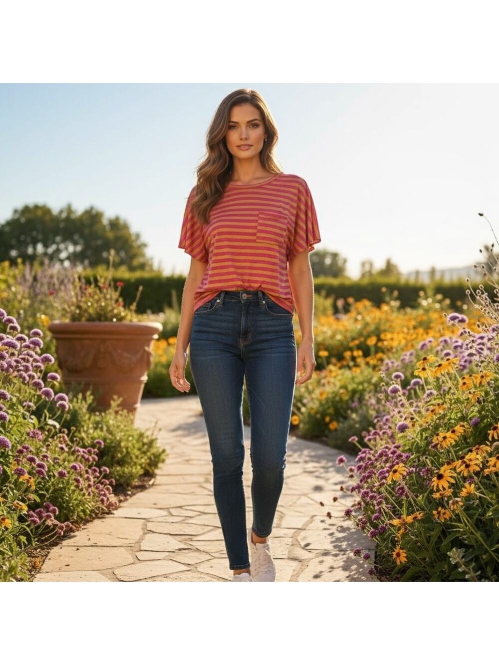 Kirra Striped Top Short Sleeve